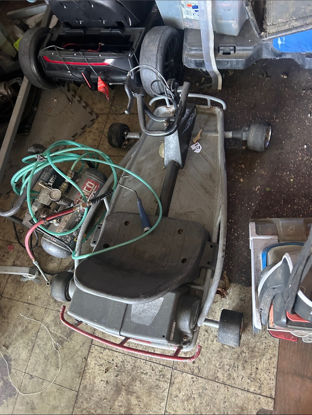 Gray Electric Go-Kart with Black Seat